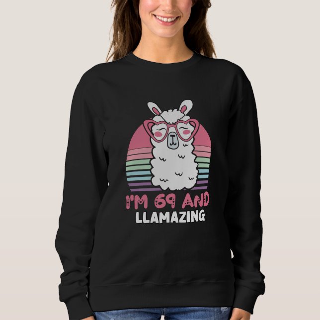 Sweatshirt Drôle Adorable Llama 69e Anniversaire Cadeau Pour  (Devant)