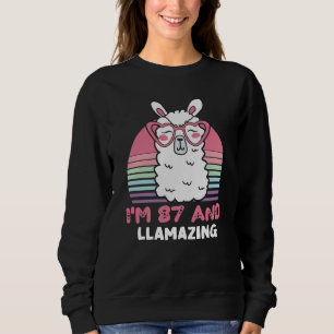 Sweatshirt Drôle Adorable Llama 87e Anniversaire Cadeau Pour 