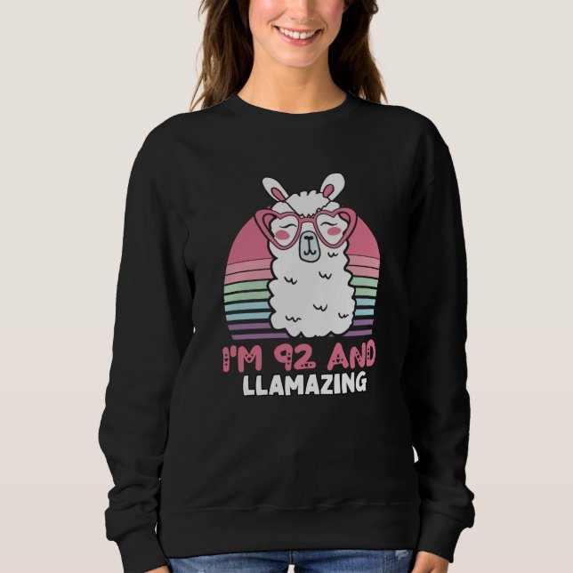 Sweatshirt Drôle Adorable Llama 92e Cadeau Anniversaire Pour  (Devant)