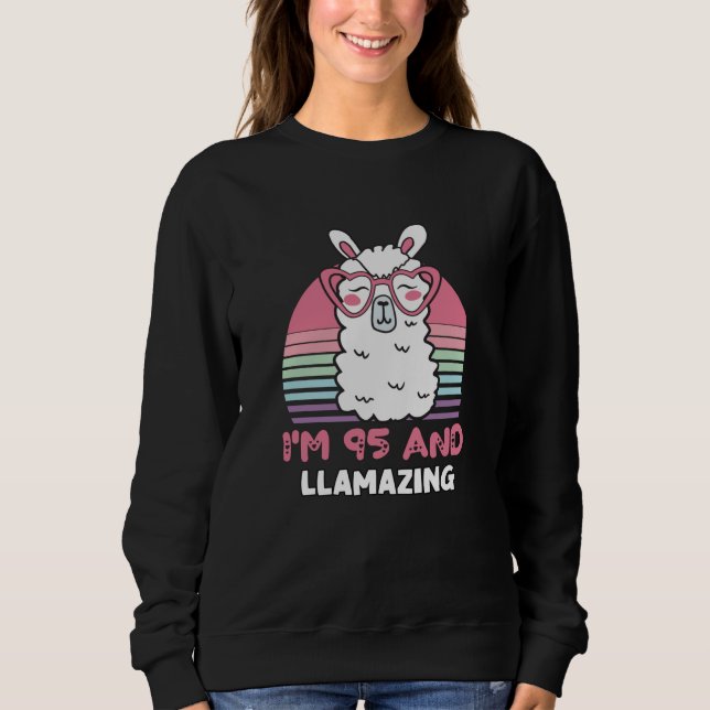 Sweatshirt Drôle Adorable Llama 95e Anniversaire Cadeau Pour  (Devant)