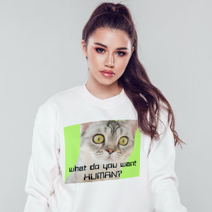 Sweatshirt Drôle Alien Chat citation sarcastique blanc