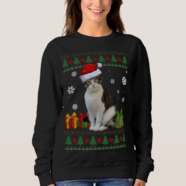 Sweatshirt Drôle Amoureux de les chats mignon Chat Santa Hat  (Devant)