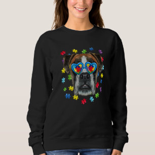 Sweatshirt Drôle Autisme Boxer Chien Puzzle Lunettes de solei