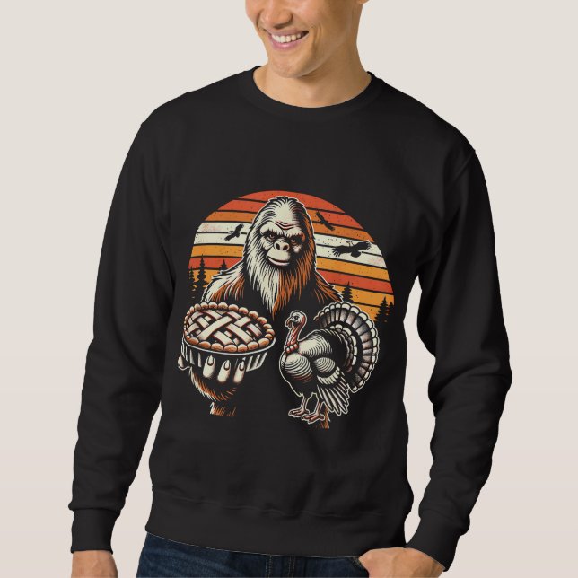 Sweatshirt Drôle Bigfoot Sasquatch dinde Thanksgiving (Devant)