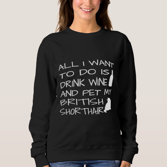 Sweatshirt Drôle Boire Vin Animaux de compagnie British Short (Devant)