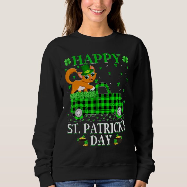Sweatshirt Drôle Buffalo Plaid Camion Vert Chat St Patrick D (Devant)
