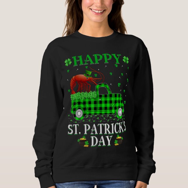 Sweatshirt Drôle Buffalo Plaid Camion Vert crevettes Poisson  (Devant)