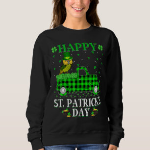 Sweatshirt Drôle Buffalo Plaid Green Truck Kakapo Bird St Pat
