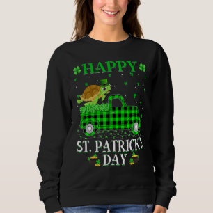 Sweatshirt Drôle Buffalo Plaid Green Truck Sea Turtle St Part