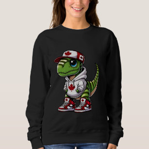 Sweatshirt Drôle Canada Fête T-rex Dinosaur Canada Drapeau En