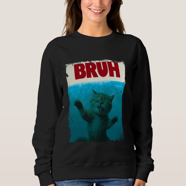 Sweatshirt Drôle Chat Bruh Chat Mème cadeau pour garçons Homm (Devant)