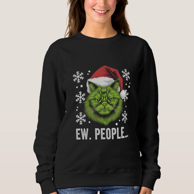 Sweatshirt Drôle Chat de Noël Ew Personnes Meowy Amoureux de  (Devant)