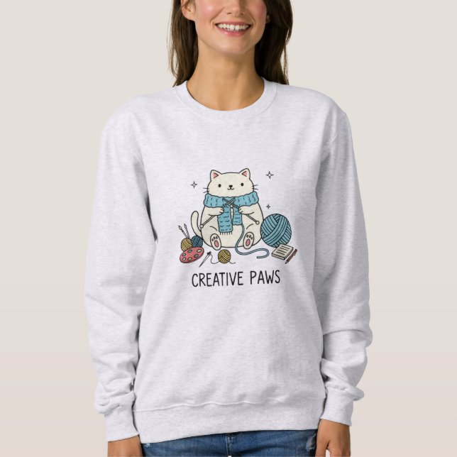 Sweatshirt Drôle Chat Minimal Whiskers Dessin Cosy Style (Devant)