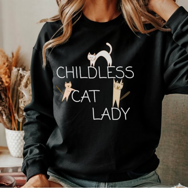 Sweatshirt Drôle Chat sans enfant Lady femmes (Créateur téléchargé)