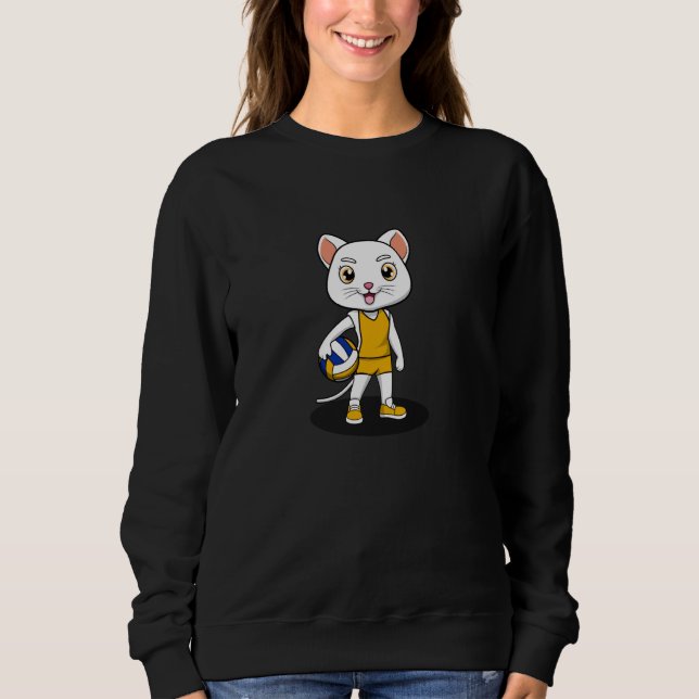 Sweatshirt Drôle Chat Volleyball Joueur Hobby Sports (Devant)