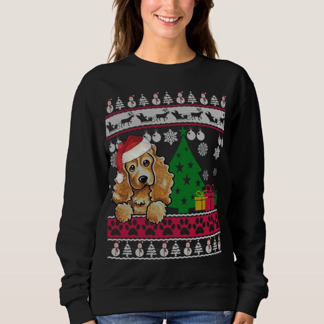 Sweatshirt Drôle Cocker Spaniel Noël Vilain Chien Lo (Devant)