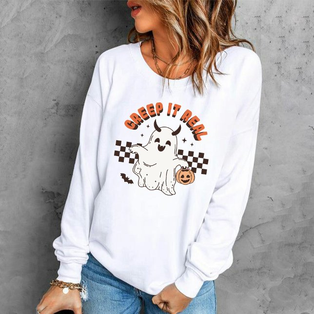 Sweatshirt Drôle Creep it Véritable fantôme éffrayant Hallowe (Funny Creep it Real spooky ghost Halloween Sweatshirt)