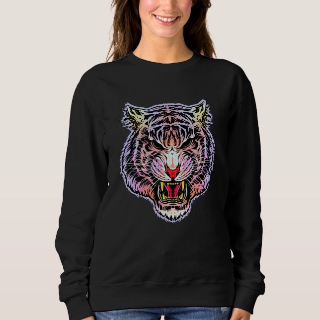 Sweatshirt Drôle Cultivant Bouche Open Bengal Tiger Hommes Fe (Devant)
