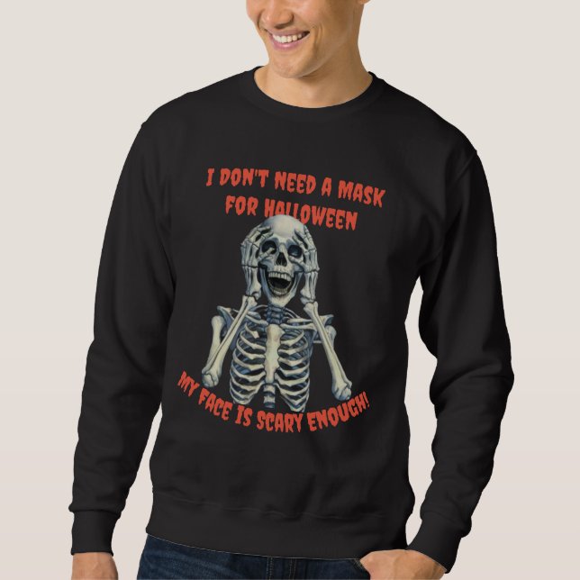 Sweatshirt Drôle Custom Halloween Squelette (Devant)