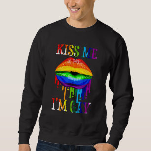 Sweatshirt Drôle de baiser moi je suis gay homosexuel lesbien