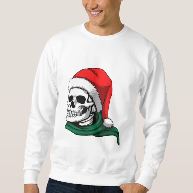 Sweatshirt drôle de crâne de Noël pour hommes (Devant)