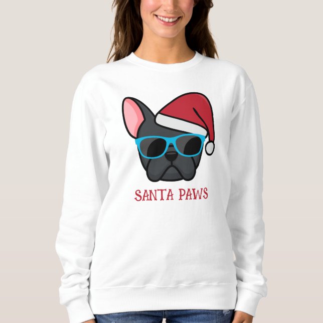 Sweatshirt Drôle de Frenchie Santa Paws Noël (Devant)