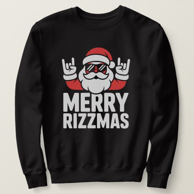 Sweatshirt Drôle de Joyeux Rizzmas Cool Père Noël (Design devant)