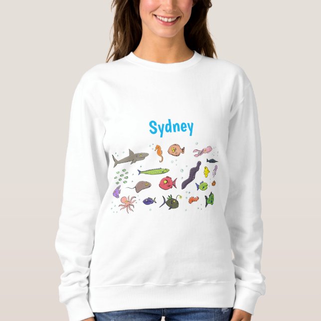 Sweatshirt Drôle des créatures marines dessin motif (Devant)