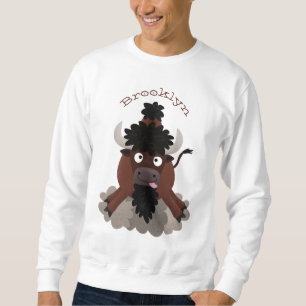 Sweatshirt Drôle dessin animé de bison de buffle