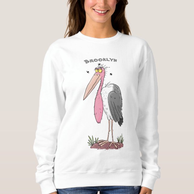 Sweatshirt Drôle dessin animé de cigogne en marabou (Devant)