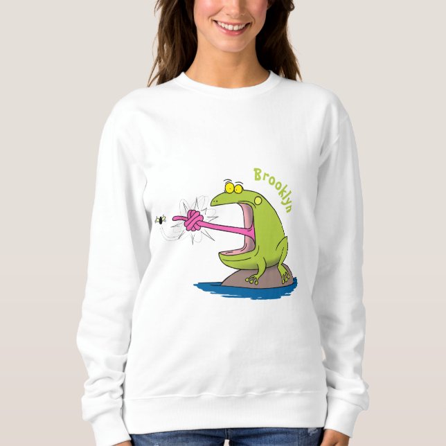 Sweatshirt Drôle dessin animé de grenouille et mouche (Devant)