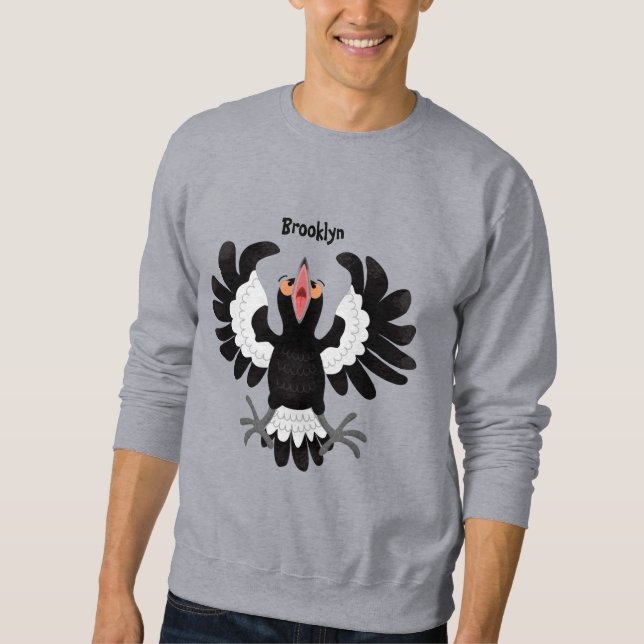 Sweatshirt Drôle dessin animé de Magpie australienne (Devant)