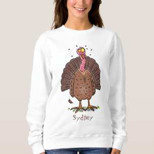 Sweatshirt Drôle dinde marron de la ferme avec des mouches de