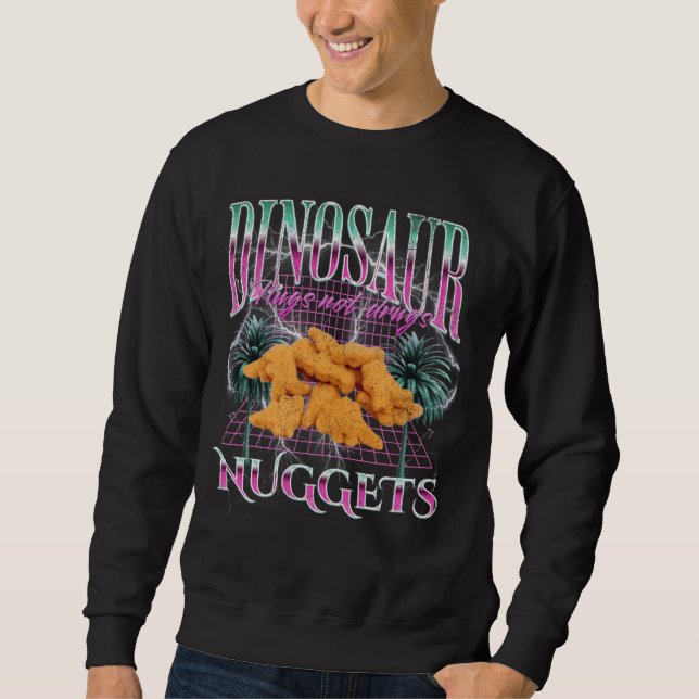 Sweatshirt Drôle Dinosaur Chicken Nugget mème Bootleg 90s Str (Devant)