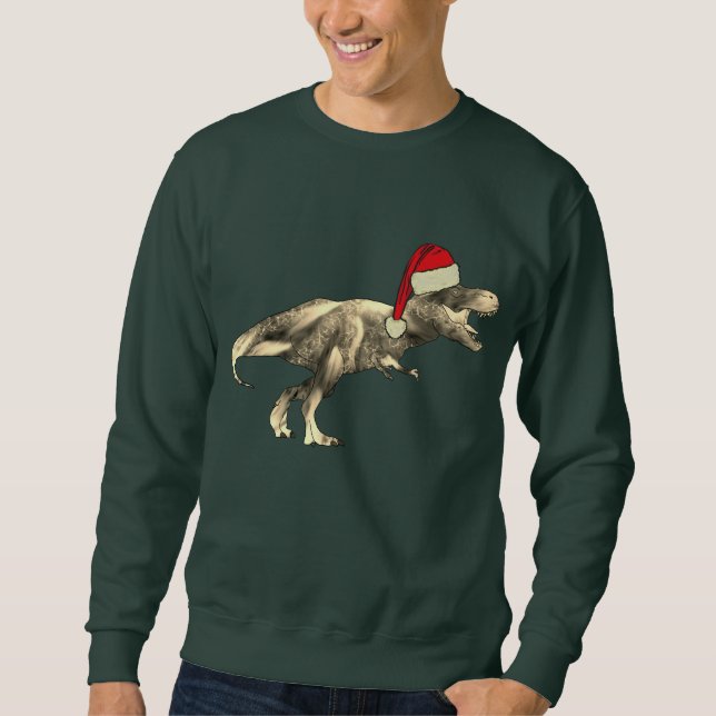 Sweatshirt Drôle Dinosaure T-Rex Père Noël Noël (Devant)
