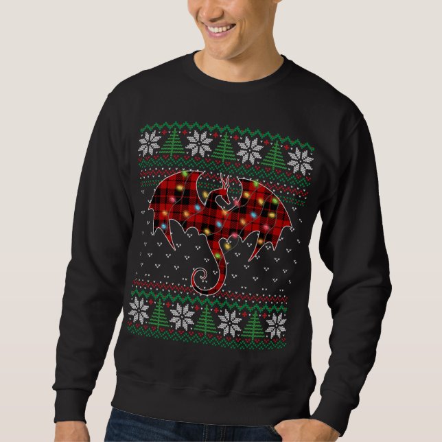 Sweatshirt Drôle Dragon laide doux lights de Noël Dragon (Devant)