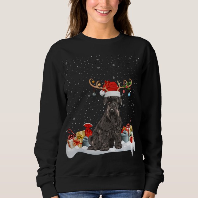 Sweatshirt Drôle Éclairage de Noël renne Santa Hat Schnauzer  (Devant)