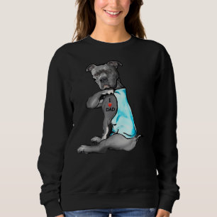 Sweatshirt Drôle Femme Chien Pitbull I Love Papa Tattoo