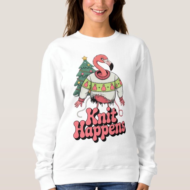 Sweatshirt Drôle Flamant rose Knit se produit laide pull de N (Devant)