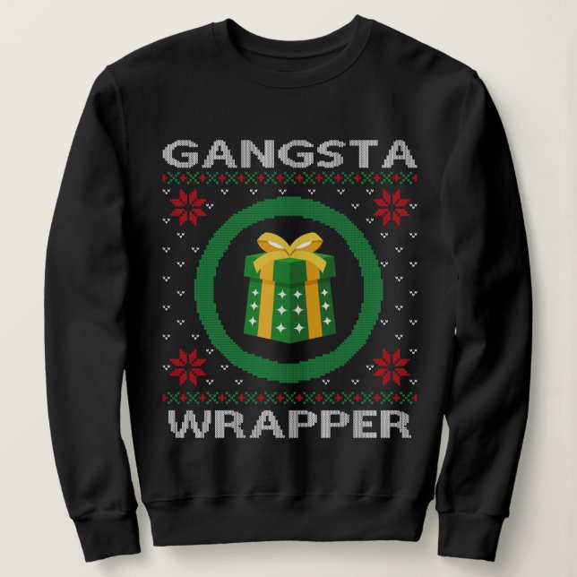 Sweatshirt Drôle Gangsta Wrapper Noël laid (Design devant)