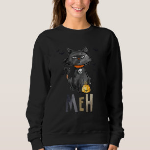Sweatshirt Drôle Graphique Meh Chat Noir Drôle Pour Les Femme