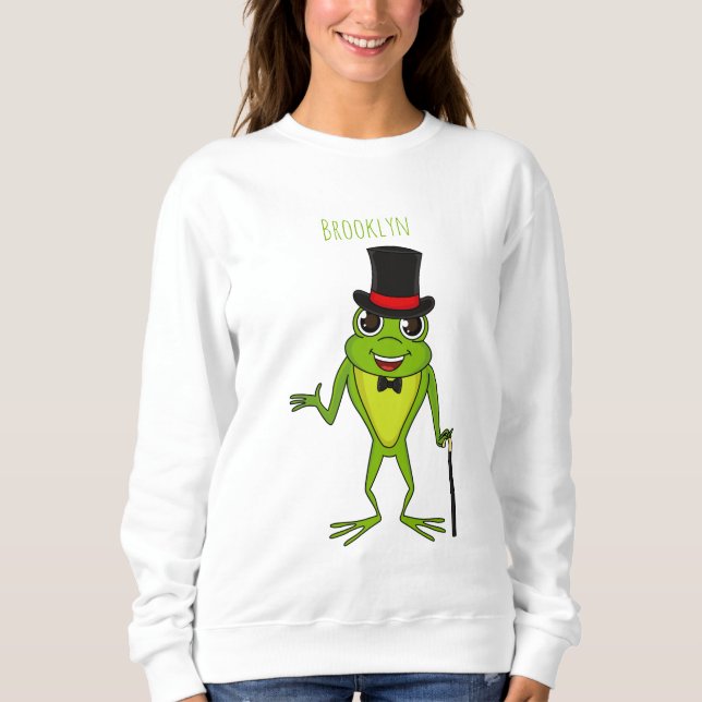 Sweatshirt Drôle grenouille avec chapeau dessus dessin animé (Devant)