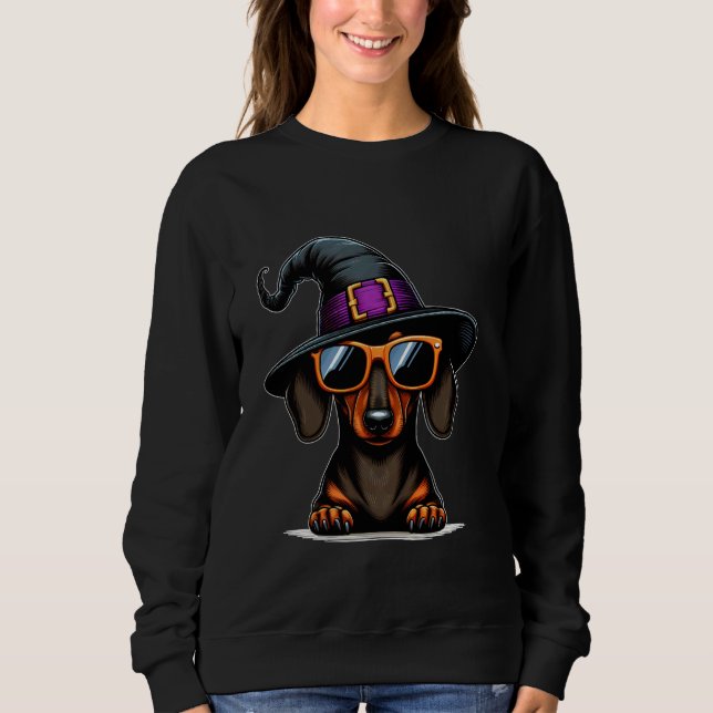 Sweatshirt Drôle Halloween Dachshund mignonne Wiener Chien Ch (Devant)