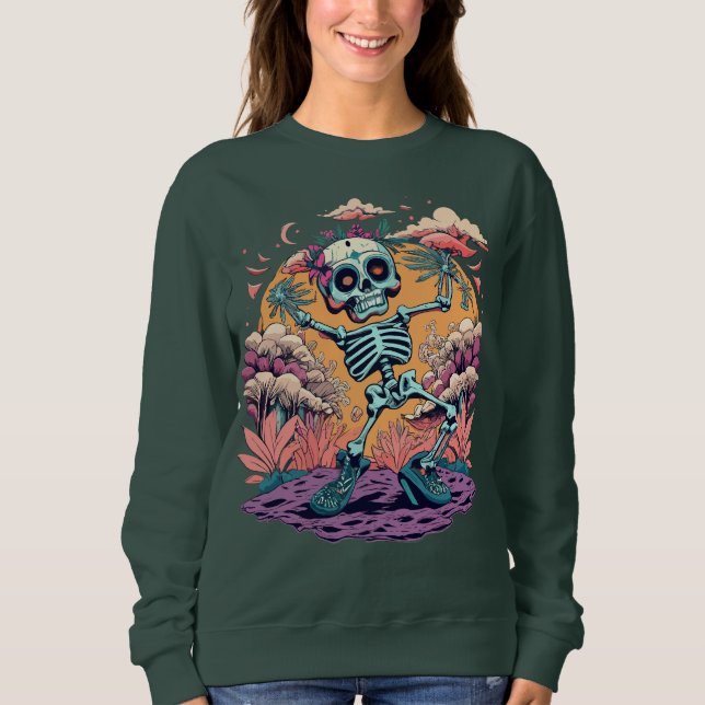 Sweatshirt Drôle Halloween Dansant Squelette (Devant)