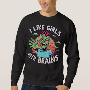Sweatshirt Drôle Halloween Zombie Homme I Like Girls with Bra