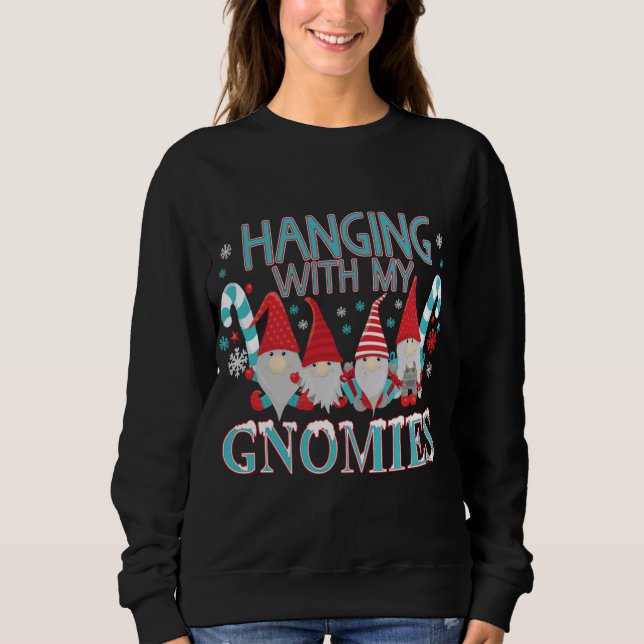 Sweatshirt Drôle Jardin de Noël Gnome Gnomes (Devant)