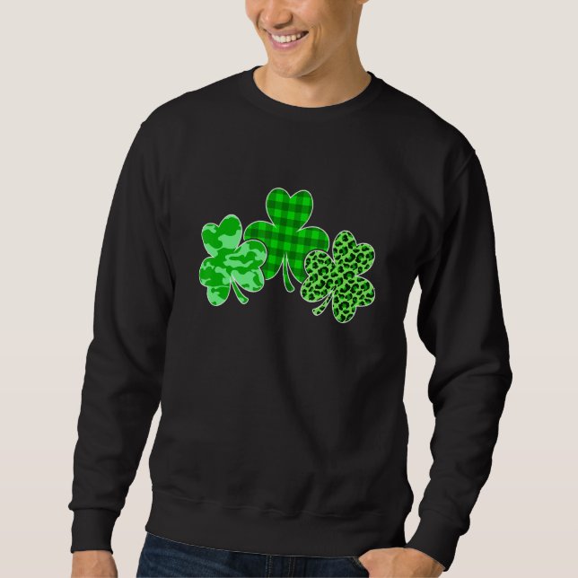 Sweatshirt Drôle Jour de la Saint Patrick Leopard Camouflage  (Devant)