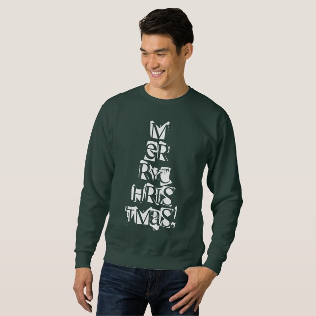 Sweatshirt Drôle Joyeux Arbre de Noël Typographie (Devant entier)