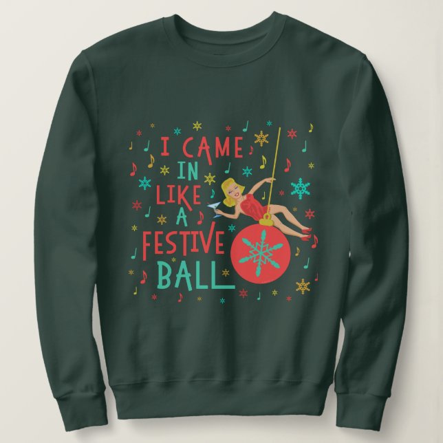 Sweatshirt Drôle laide de Noël Sweater Femme Festive Ball (Design devant)