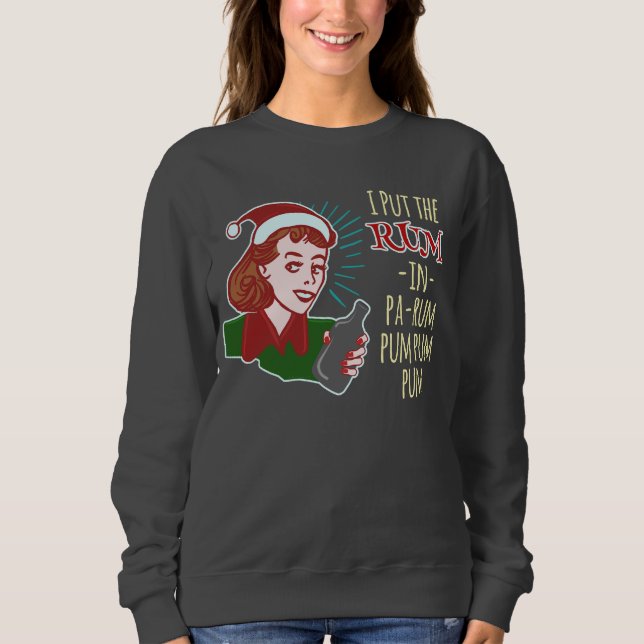 Sweatshirt Drôle laide de Noël Sweater Retro Rum femme Humour (Devant)